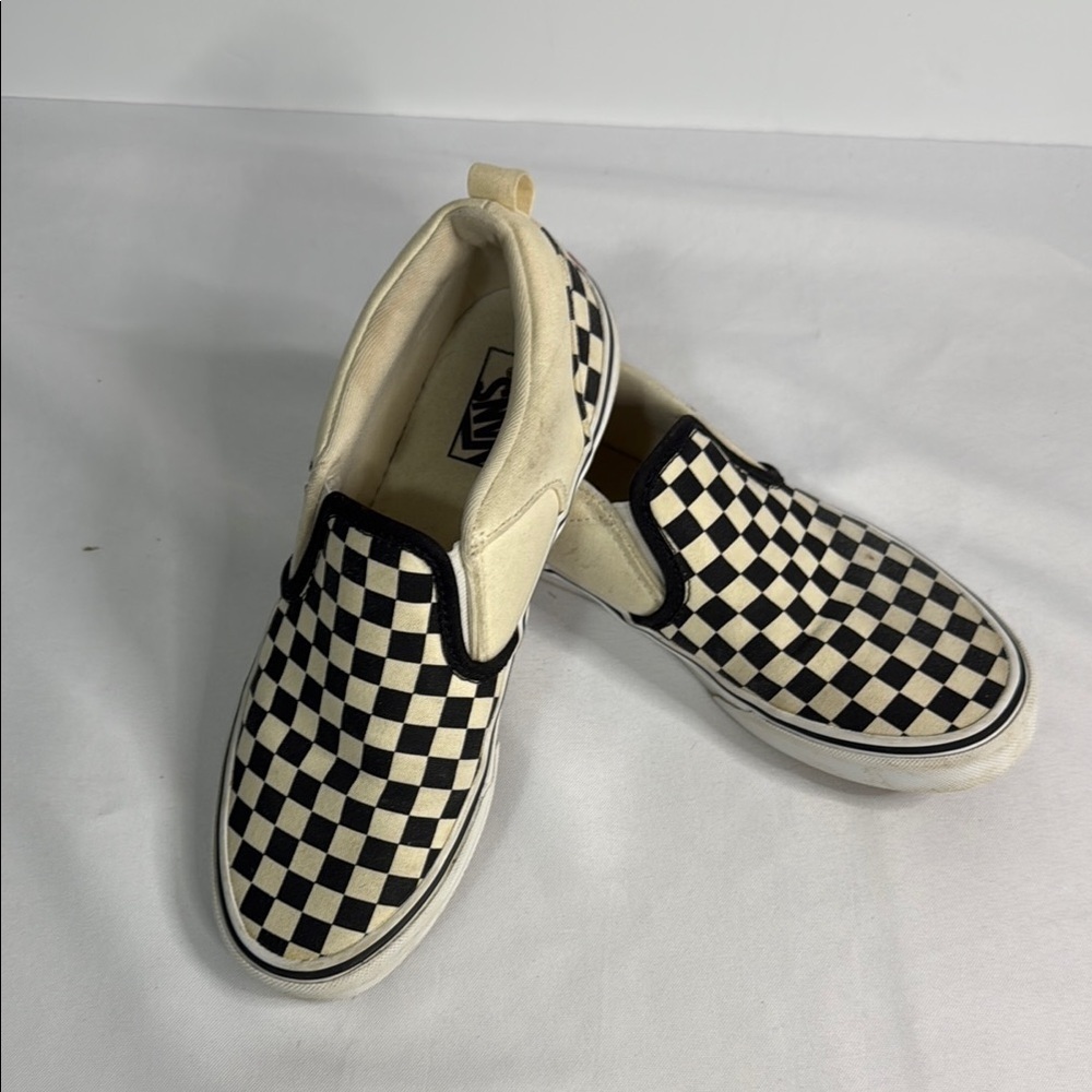 Vans Black and White Slip-On Sneakers Iconic Checkerboard